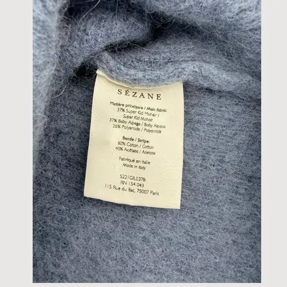 Sezane Cardigan Gaspard Mohair Alpaca Vintage Blue S - Picture 5 of 9